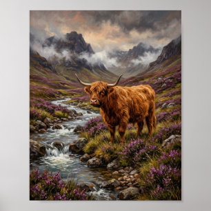 Scottish Highland Cow Calf Glen I Poster