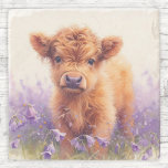 Scottish Highland Cow Calf Purple Wildflowers Stone Coaster<br><div class="desc">A stone coaster featuring a watercolor painting of an adorable brown Scottish Highland calf in a field of purple wildflowers.  A piece of cute Scottish Highland Cow decor that is perfect for a baby's room decorated in a barnyard style.</div>