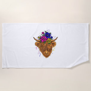 Scottish Highland Cow Cattle Cow Whisperer Farming Beach Towel