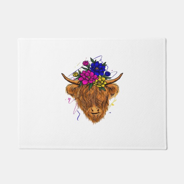 Scottish Highland Cow Cattle Cow Whisperer Farming Doormat (Front)