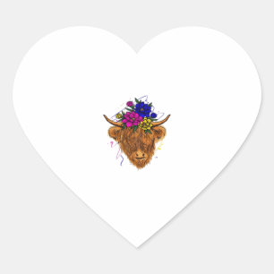 Scottish Highland Cow Cattle Cow Whisperer Farming Heart Sticker