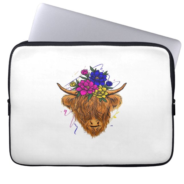 Scottish Highland Cow Cattle Cow Whisperer Farming Laptop Sleeve (Front)