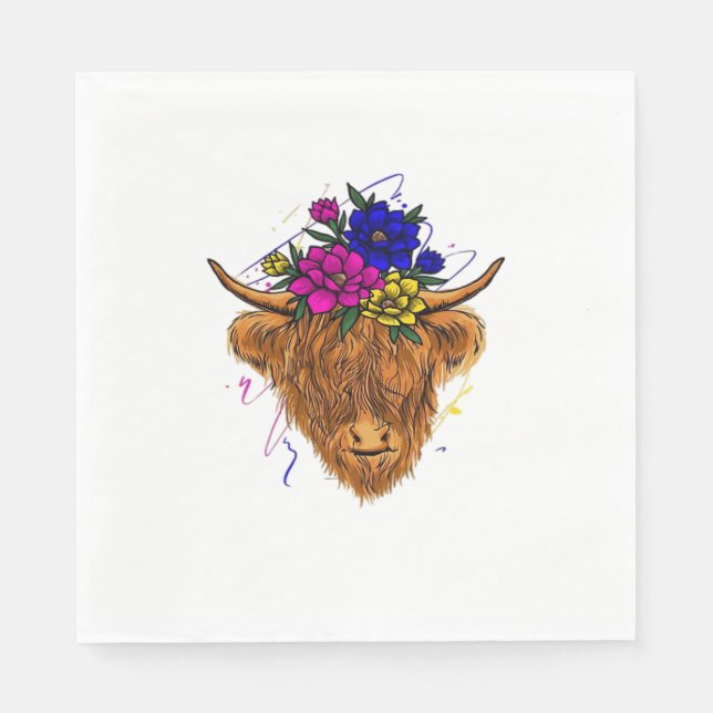 Scottish Highland Cow Cattle Cow Whisperer Farming Napkin (Front)