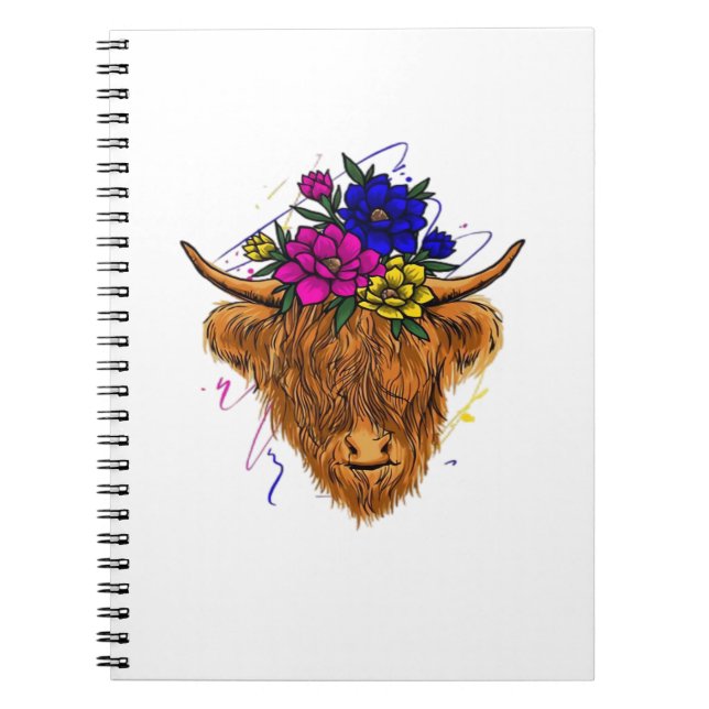 Scottish Highland Cow Cattle Cow Whisperer Farming Notebook (Front)