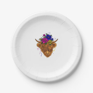 Scottish Highland Cow Cattle Cow Whisperer Farming Paper Plate