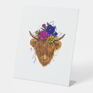 Scottish Highland Cow Cattle Cow Whisperer Farming Pedestal Sign