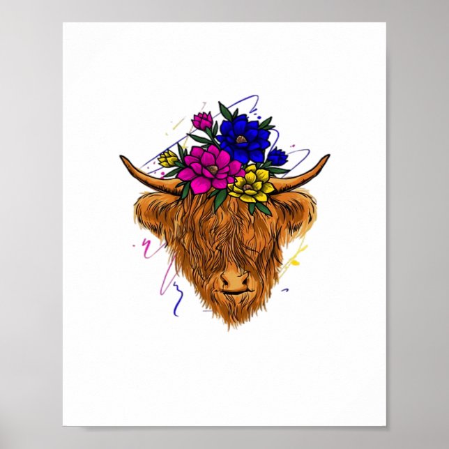 Scottish Highland Cow Cattle Cow Whisperer Farming Poster (Front)