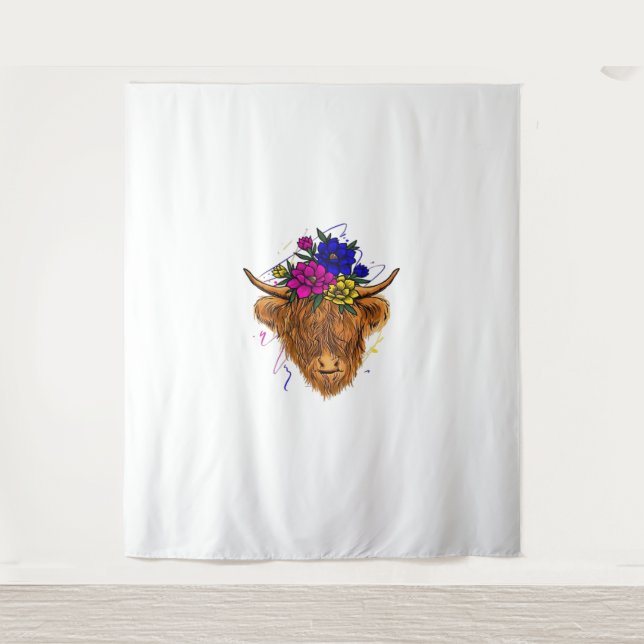 Scottish Highland Cow Cattle Cow Whisperer Farming Tapestry (Front)