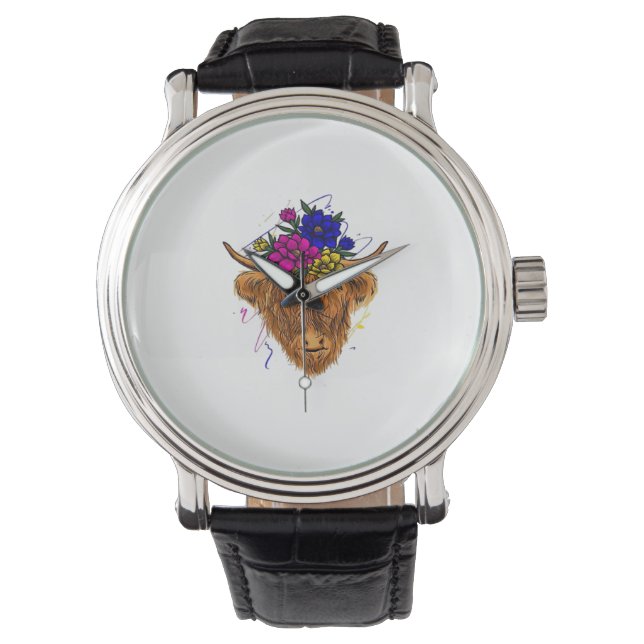 Scottish Highland Cow Cattle Cow Whisperer Farming Watch (Front)