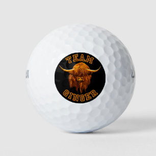 Scottish Highland Cow Celebrates Team Ginger Golf Balls