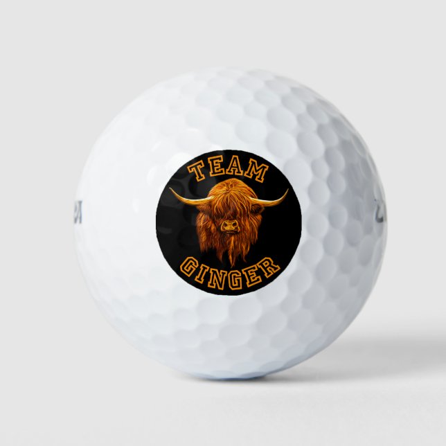 Scottish Highland Cow Celebrates Team Ginger Golf Balls (Front)