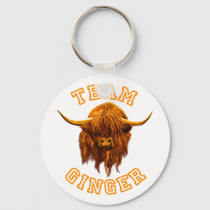 Scottish Highland Cow Celebrates Team Ginger Key Ring
