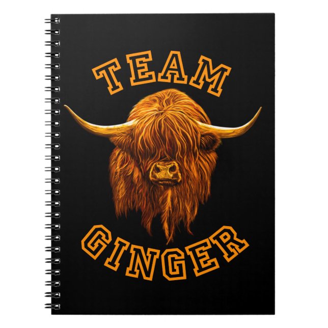 Scottish Highland Cow Celebrates Team Ginger Notebook (Front)