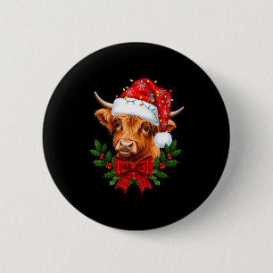 Scottish Highland Cow Christmas Funny Cow Lover Xm 6 Cm Round Badge