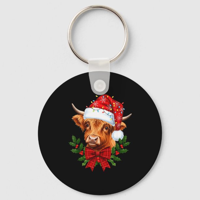 Scottish Highland Cow Christmas Funny Cow Lover Xm Key Ring (Front)