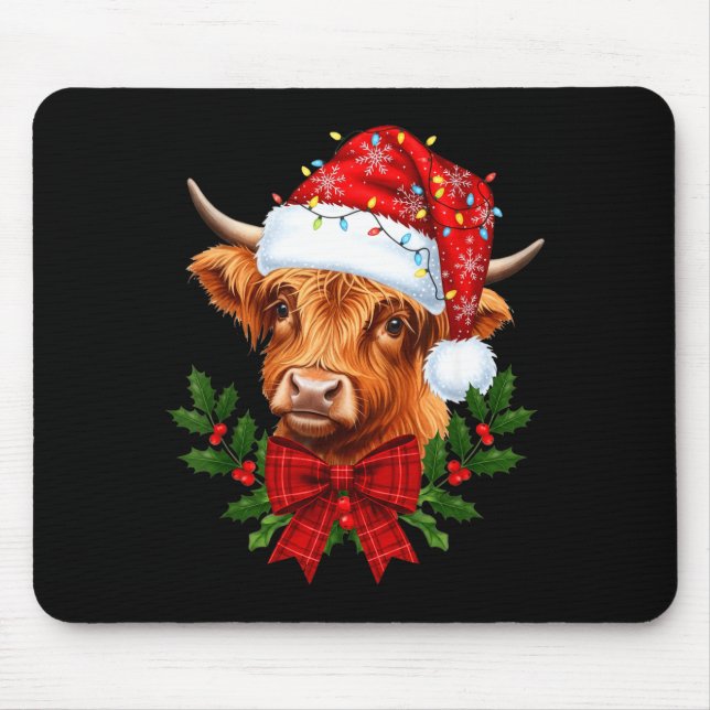 Scottish Highland Cow Christmas Funny Cow Lover Xm Mouse Mat (Front)