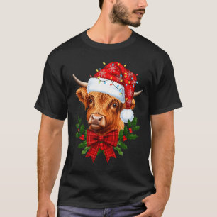 Scottish Highland Cow Christmas Funny Cow Lover Xm T-Shirt