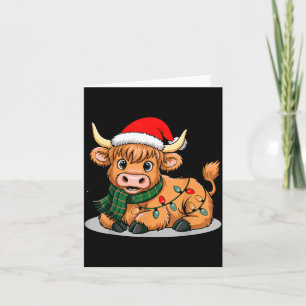 Scottish Highland Cow Christmas Lights Xmas Party  Card