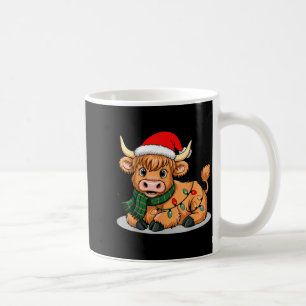 Scottish Highland Cow Christmas Lights Xmas Party  Coffee Mug