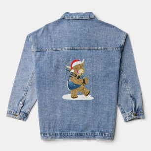 Scottish Highland Cow Christmas Piper Denim Jacket