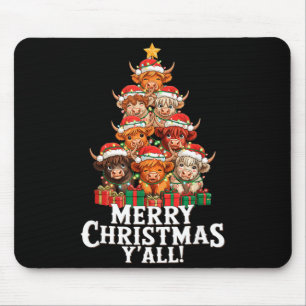 Scottish Highland Cow Christmas Tree Funny Cow Lov Mouse Mat