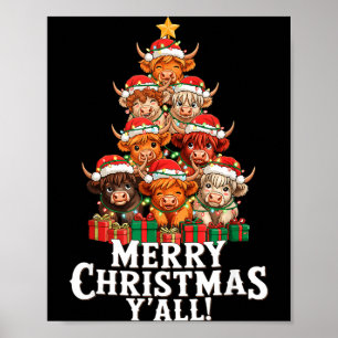 Scottish Highland Cow Christmas Tree Funny Cow Lov Poster
