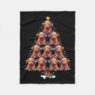 Scottish Highland Cow Christmas Tree Lights Xmas C Fleece Blanket