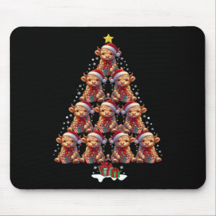 Scottish Highland Cow Christmas Tree Lights Xmas C Mouse Mat