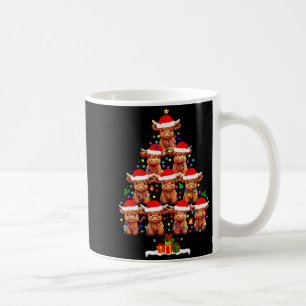 Scottish Highland Cow Christmas Tree Lights Xmas P Coffee Mug