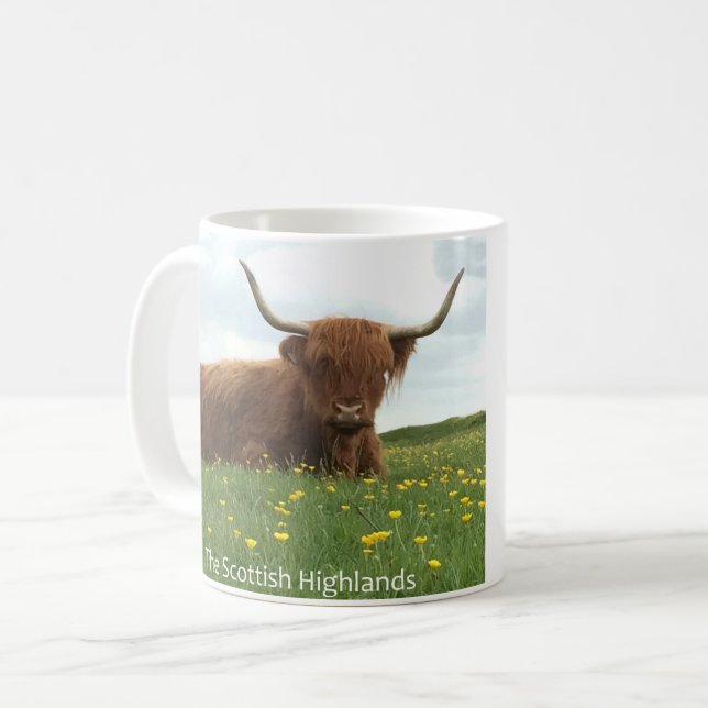Scottish Highland Cow Coffee Mug (Front Left)