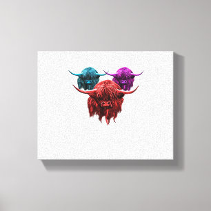 Scottish Highland Cow Colourful Herd Classic T-Shi Canvas Print