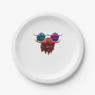 Scottish Highland Cow Colourful Herd Classic T-Shi Paper Plate