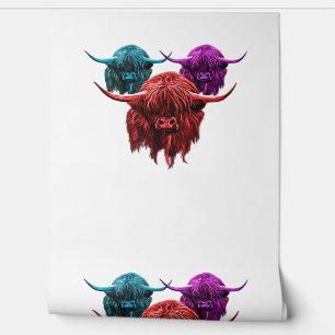 Scottish Highland Cow Colourful Herd Classic T-Shi Wallpaper