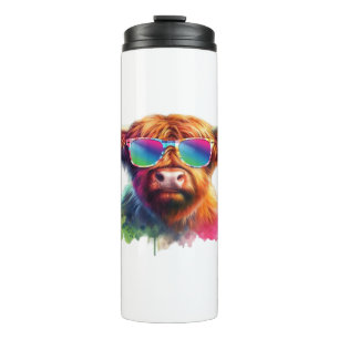 Scottish Highland Cow, Cowboy Boots & Flowers Clas Thermal Tumbler