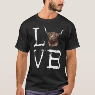 Scottish Highland Cow Creepy Love Hairy Face Highl T-Shirt