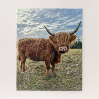 Scottish Highland Cow Farm Field Jigsaw Puzzle
