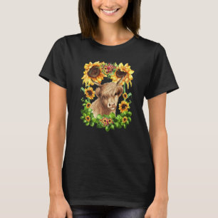 Scottish Highland Cow For Sunflower Mom Cute Long T-Shirt