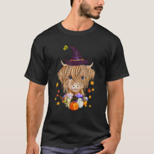 Scottish Highland Cow Funny Fluffy Baby Cow Hallow T-Shirt