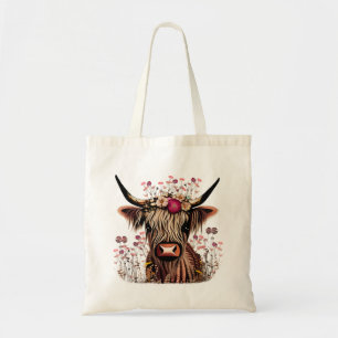 Scottish Highland Cow Grocery Tote Template Bag