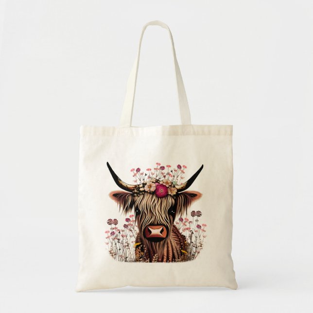 Scottish Highland Cow Grocery Tote | Template Bag (Front)