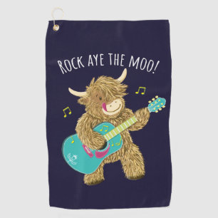 Scottish Highland Cow Guitarist Rock Aye The Moo!  Golf Towel