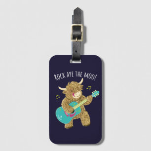 Scottish Highland Cow Guitarist Rock Aye The Moo!  Luggage Tag
