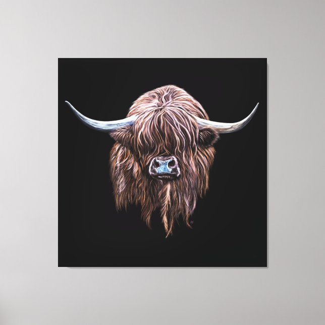 Scottish Highland Cow In Colour Canvas Print (Front)