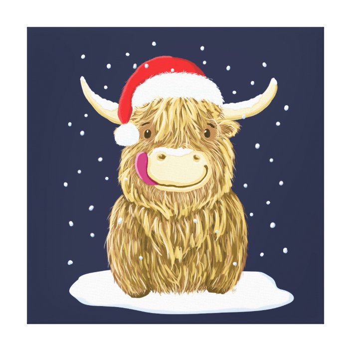 Scottish Highland Cow In The Christmas Snow Canvas Print | Zazzle.co.uk