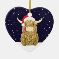 Scottish Highland Cow In The Christmas Snow