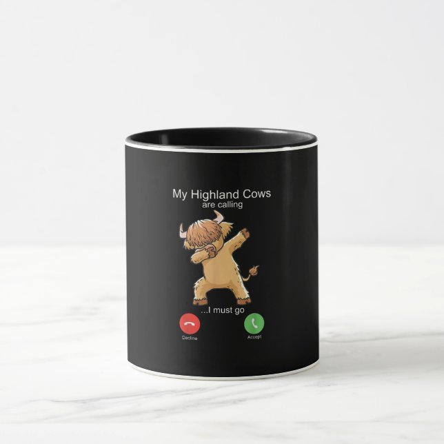 Scottish Highland Cow is Calling Mug (Center)