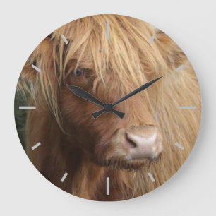 Scottish Highland cow Large Clock