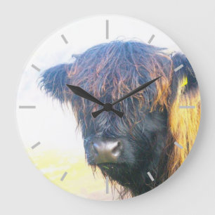 Scottish Highland cow Large Clock