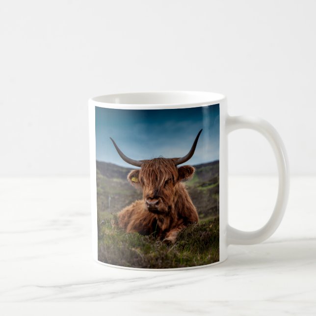 Scottish Highland Cow Longhorn Bull Rancher Coffee Mug (Right)