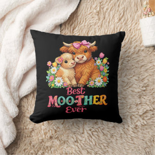 Scottish Highland Cow Mum Happy Mother's Day Cushion